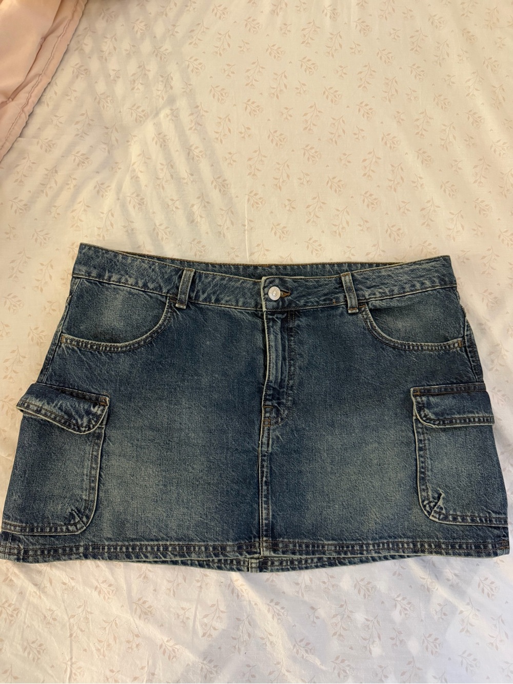 H&M Dark Blue Denim Cargo Mini Skirt